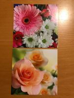2x quadratische Grusskarten Blumen