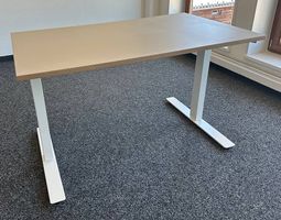 Schreibtisch Büro höhenverstellbar beige holz