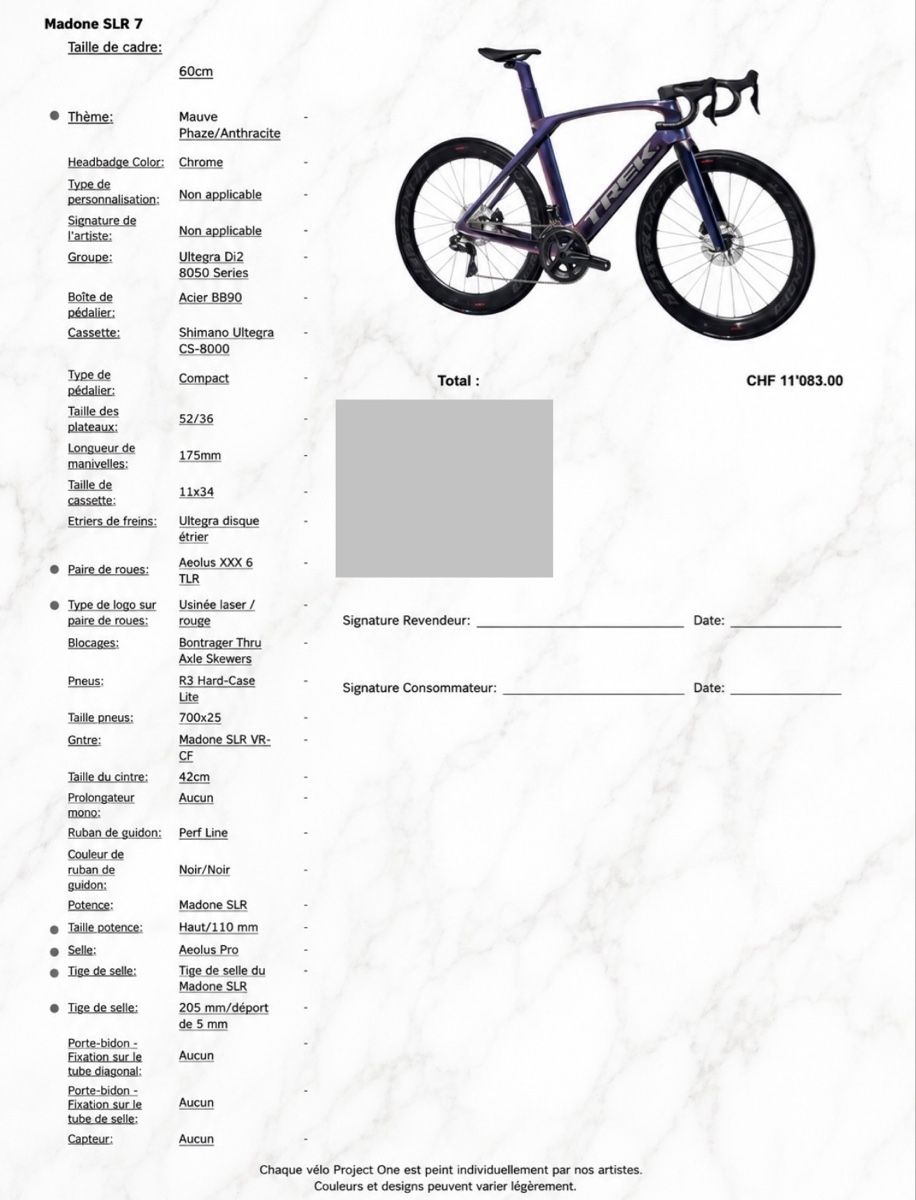 Trek Biciclette: Trek madone SLR  7disc Project One – Nuovo (secondo la descrizione) da Conthey venduto da Michel124 3