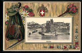 Passepartout-AK Genève, Teilansicht, Be