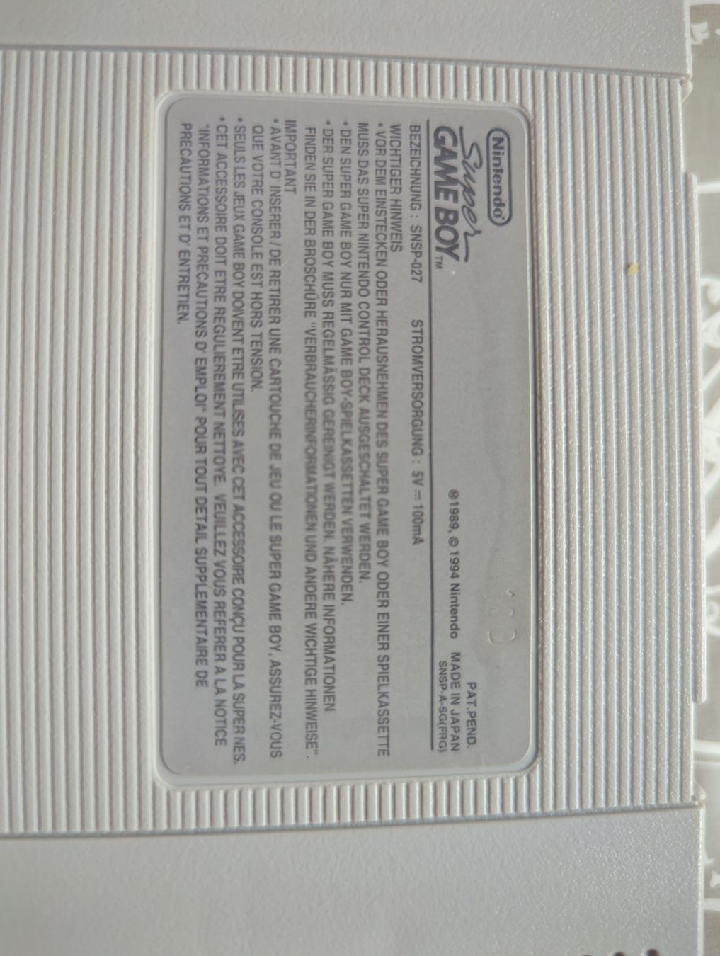 Nintendo Unità & Adattatore: Super Game Boy Adapter für SNES – Difettoso da Muraz (Collombey) venduto da c.donnet 2