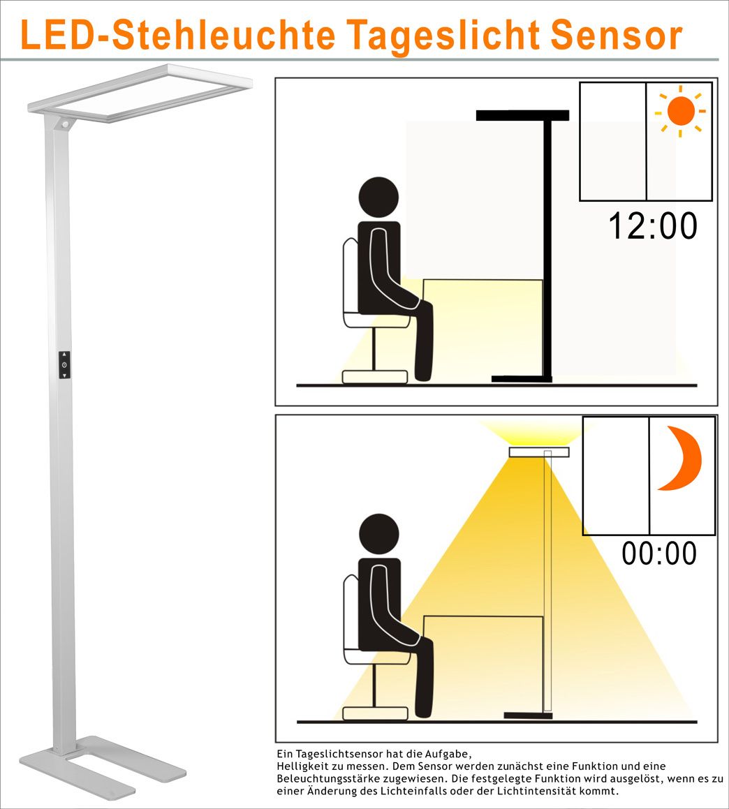 Lampes: LED Büro Stehlampe mit Sensor – Neuf avec emballage d'origine à Locarno par Businesstrading 2