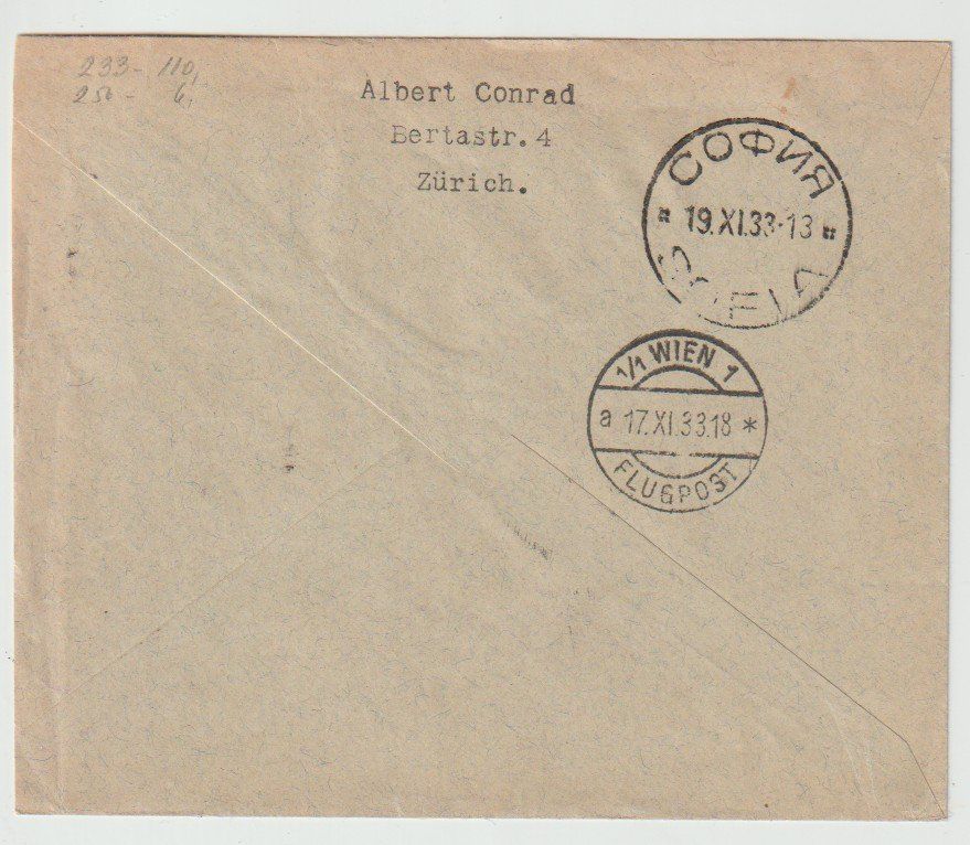 Tutti i francobolli: Luftpost 1933 Für Sofia Bulgarien – Usato da Biel/Bienne venduto da Destockweb 1