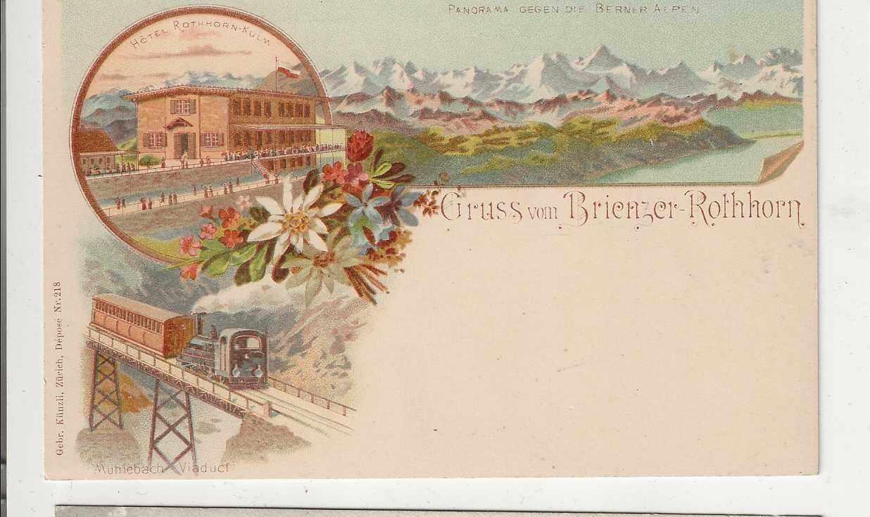 Cartoline postali: Brienzer Rothorn, Litho, ca 1910 – Usato da Spiez venduto da Niesen20