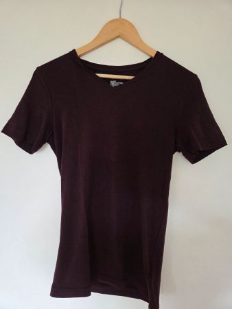 H&M Basic Fine Cotton Stretch T-Shirt XS Bordeaux
