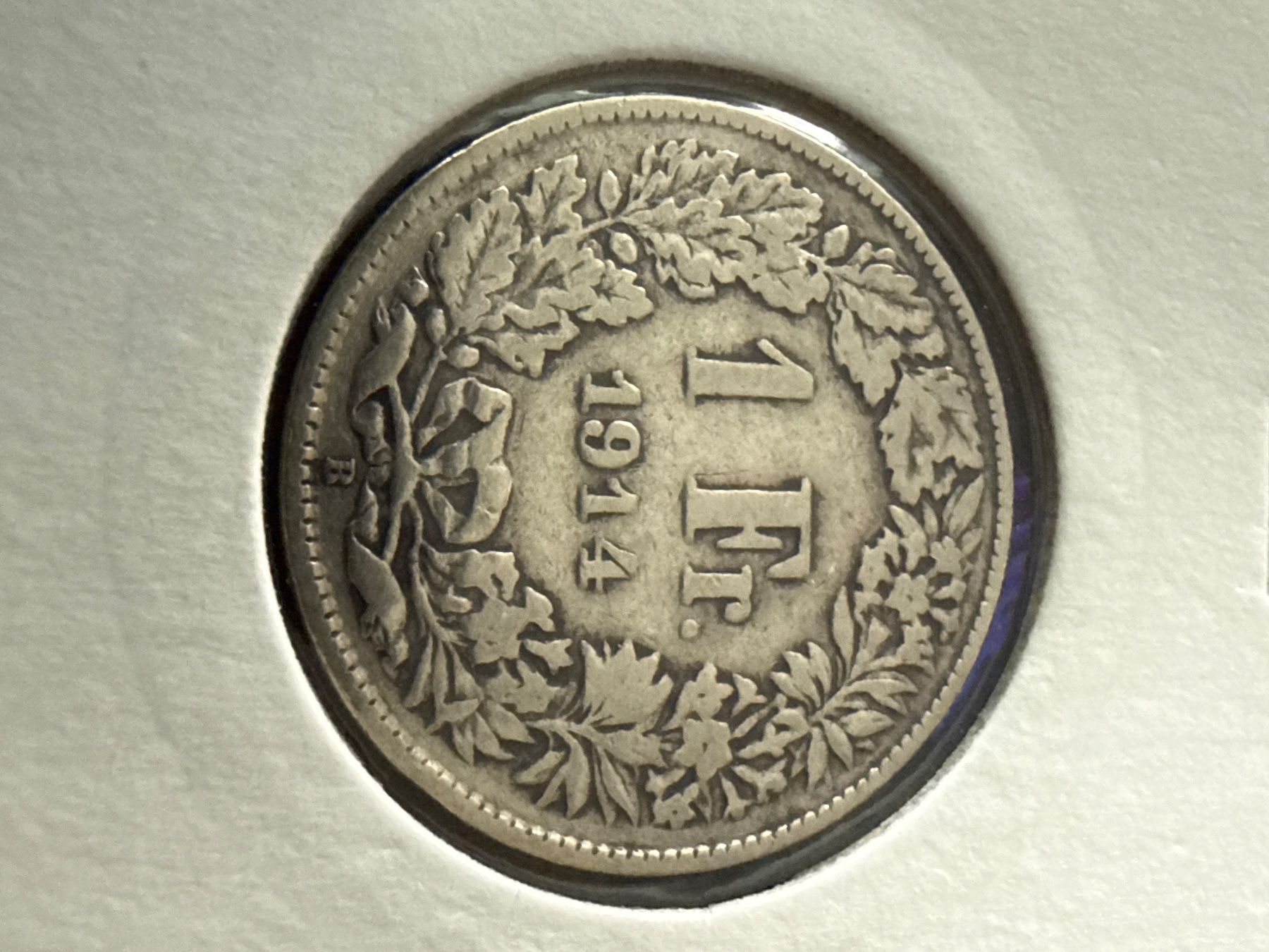 Alle Münzen: Swiss 1 franc 1914 Silver Coin – Gebraucht aus Pully von ta571 1
