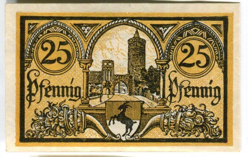 Banknoten: Notgeld "25 Pfennig. Jüterbog 1920" – Gebraucht aus Basel von Butsch5 1