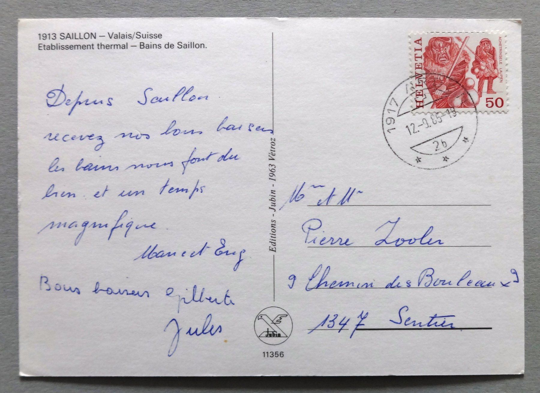 Cartoline postali: Saillon - Bains de Saillon – Usato da Fétigny venduto da Billy2miny 1