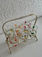 6 Vintage Trinkgläser mit Metallgestell - 1960er-Design