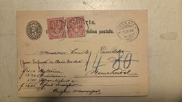 1884 Ganzsache Nachnahme mit 2x10 Rp Ziffer