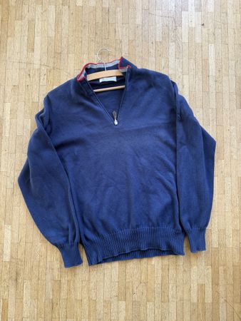 Brunello Cucinelli Navy Quarter Zip