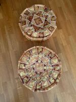 Handgemachte ägyptische Poufs, goldfarben, 2 Stück