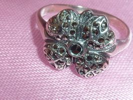 bague en argent et pierres marcassites taille 49 pour femme