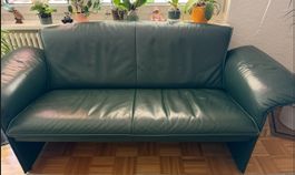 2 Echtleder Sofa in grün