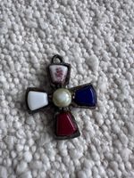 Vintage (keltischer) Kreuz Anhänger mit bunten Steinen