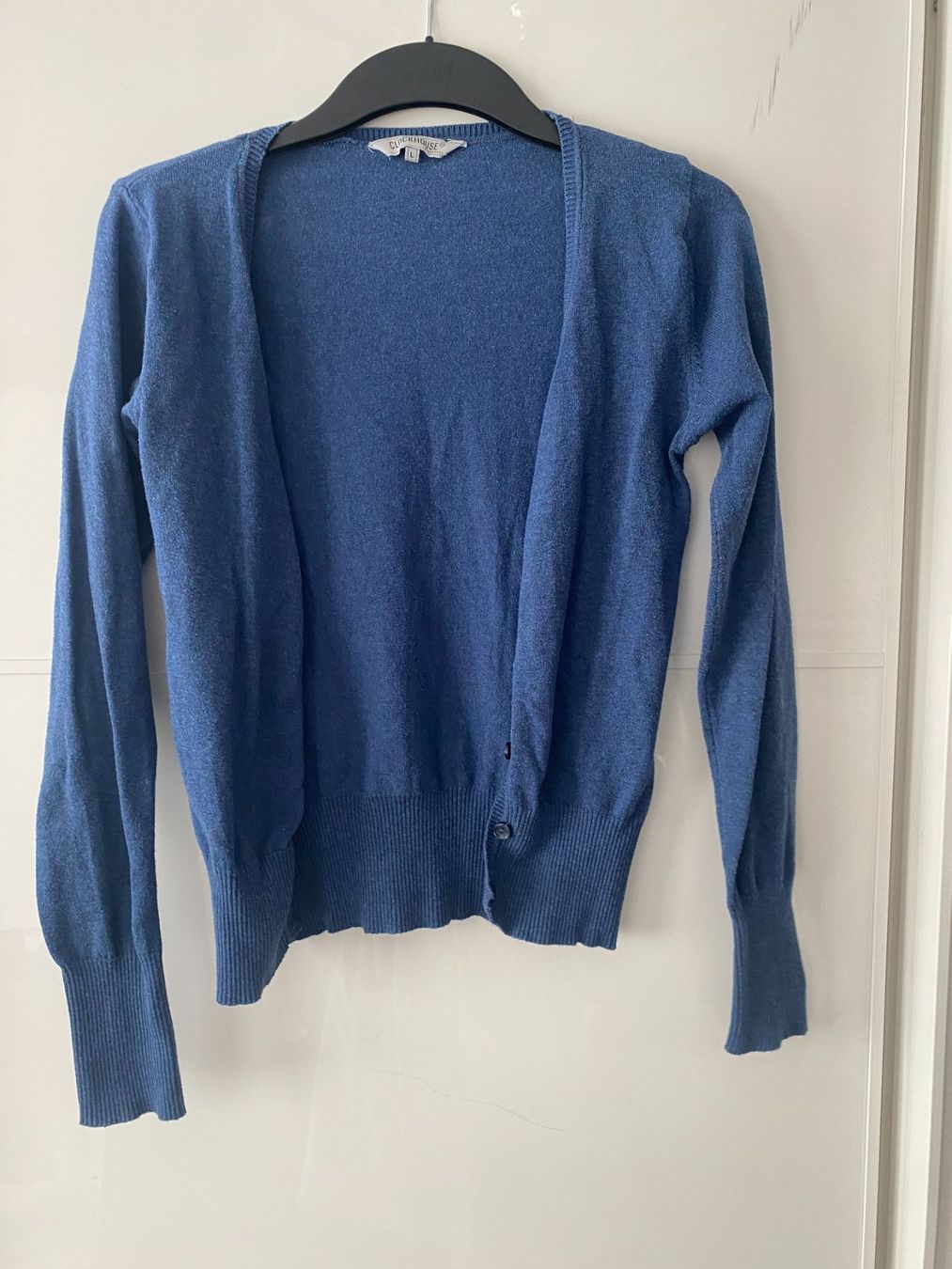 Giacche: Cardigan Jeansblau Gr. L – Usato da Füllinsdorf venduto da Sunnebliemli7