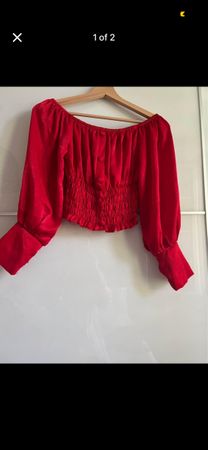 Red Bardot Top. Long Sleeve. Size xs-s. Perfect Condition.