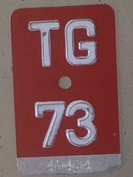 TG 73 - VELONUMMER - FAHRRADSCHILD - PLAQUE DE VELO - TG 73