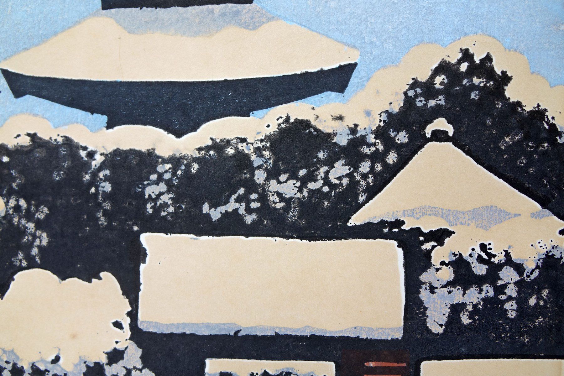 Xilografie: Japan Original Holzschnitt- Isamu Sakamoto -Pagode im Schnee – Usato da Winterthur venduto da Hiruko 3