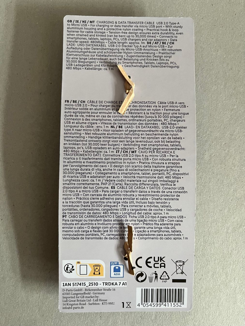 Cavi: USB-Lade- und Datenübertragungskabel USB 2.0 auf Micro USB – Nuovo e nell'imballaggio originale da Winterthur venduto da tbuyer 1