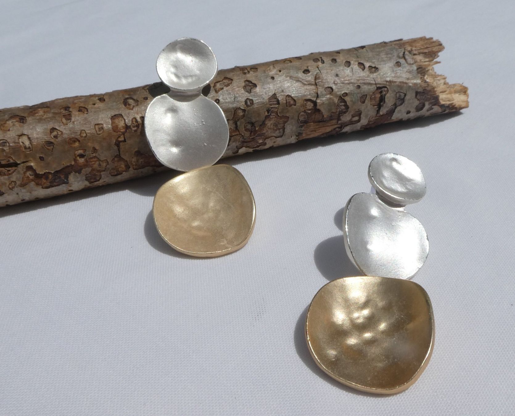 Boucles d'oreille: Retro Hänge-Ohrstecker, silber/gold, Modeschmuck / NEU – Neuf (Voir description) à Gattikon par kaandooh 1