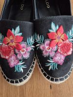 Aldo Espadrillen schwarz Blumen Stickerei, Grösse 37