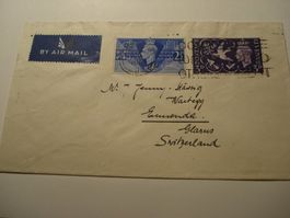 Grossbritannien, Flugbrief 1946, nach Ennenda