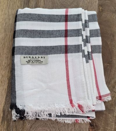 Burberry Schal kariert Wolle Damen weiss Neu