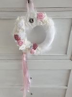 Geschenk Kranz Shabby Chic Rosen Stoffblumen Spitze