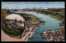 Zürich, Zürich-See aus der Vogelschau,