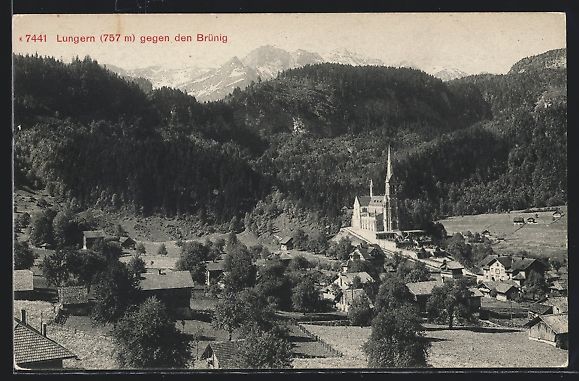 Cartoline postali: AK Lungern, Panorama gegen den Brünig – Usato da Berlin venduto da bartko-reher