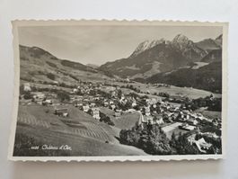 Carte postale ancienne Château-d'Oex vue paysage noir