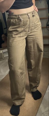 Marc O’Polo Leinen-Baumwoll Hose XS – Khaki Cargo Wide Leg