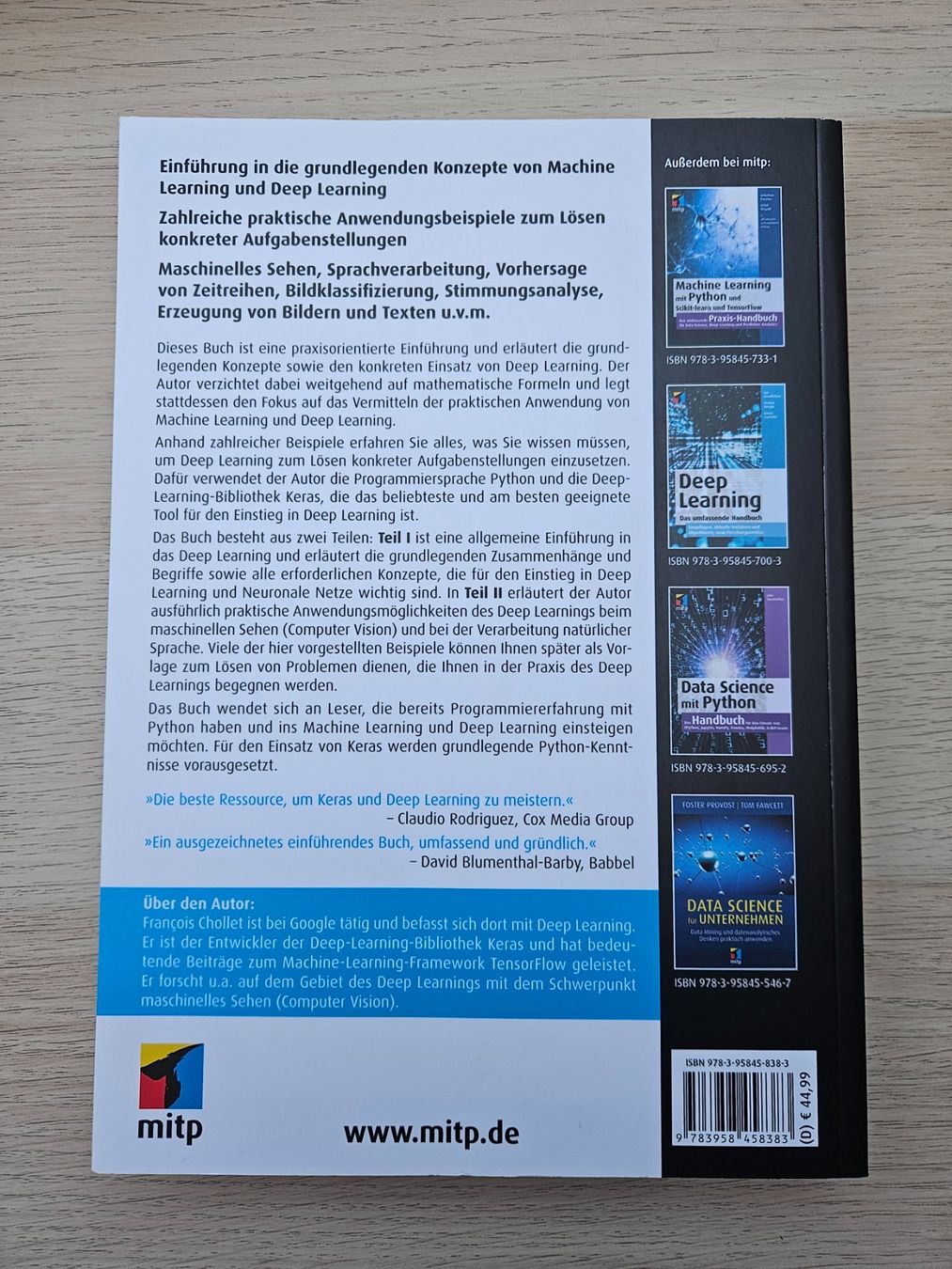 Libri: Deep Learning mit Python und Keras. Das Praxis-Handbuch – Nuovo (secondo la descrizione) da Thun venduto da yannisgu 2