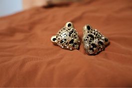 Extravagante Ohrclips, Leoparden Look, Goldfarben, Neu! (52)
