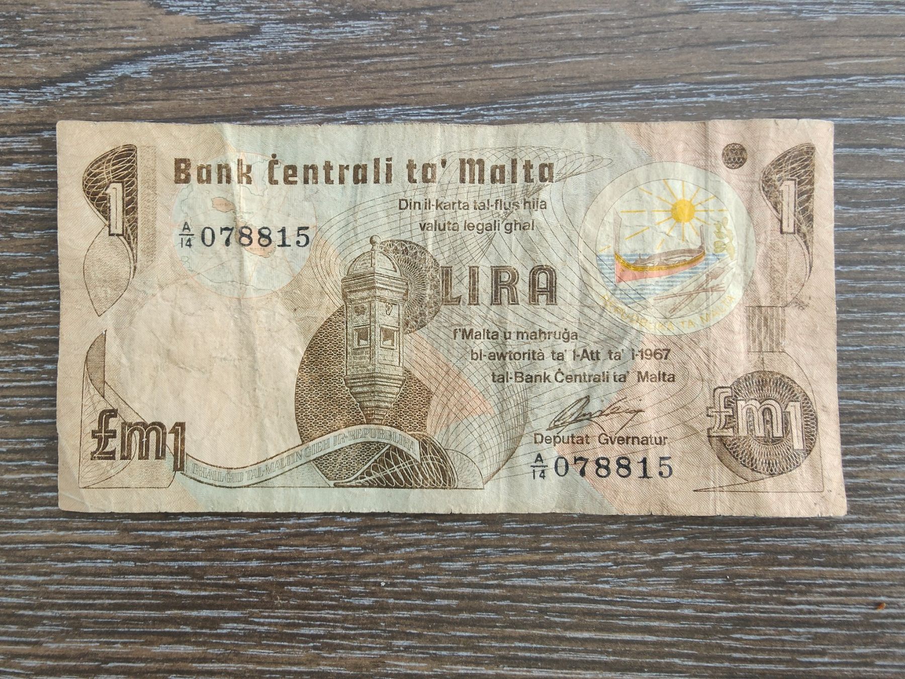 Banknoten: Malta 1 Lira 1979 mit Punkt – Gebraucht aus Flaach von Lonzo99