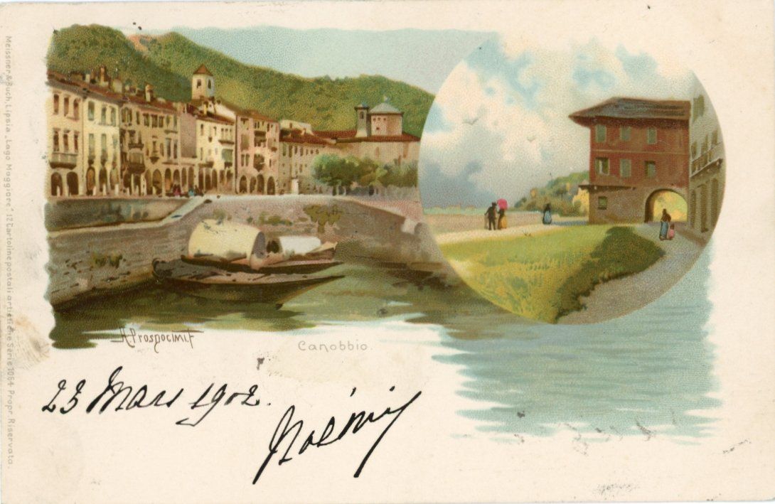 Cartoline postali: Canobbio   TI       LITHO      um 1908 – Usato da Brig venduto da Valcards54