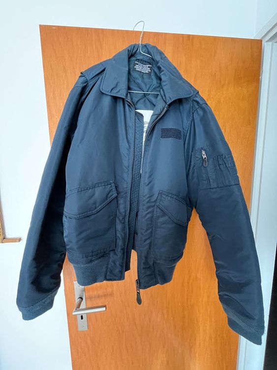 Civilian SCHOTT CWU-R Type Padded Military Flight Jacket, Men's Size Small Nylon navy blue type Vintage Second Hand