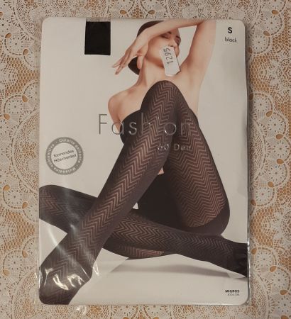 Migros Fashion Strumpfhose "Zickzack" 60DEN Gr.S Schwarz