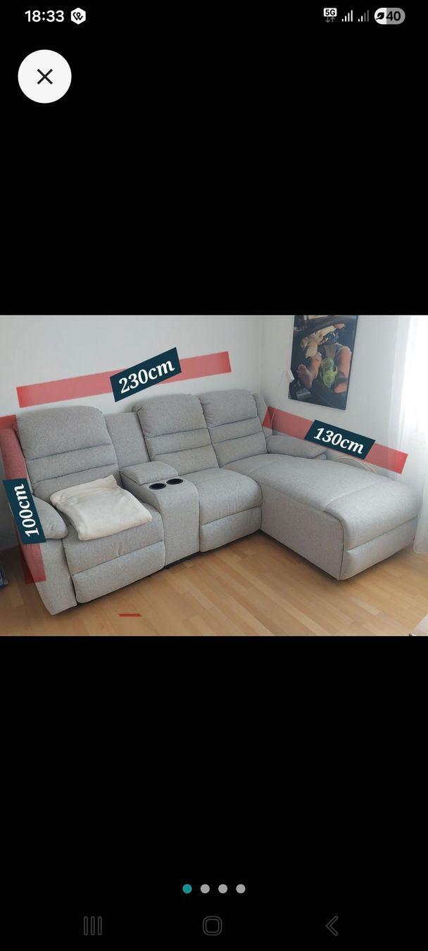 Divani: Gemütliches Sofa mit Relaxfunktion, hellgrau, guter Zustand – Usato da Rossrüti venduto da adi_6mb6