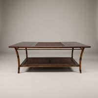 Vintage Couchtisch in Bambusoptik mit Wiener Geflecht