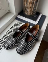 Alaia Ballerinas mit Kristallen, schwarz, Gr. 38