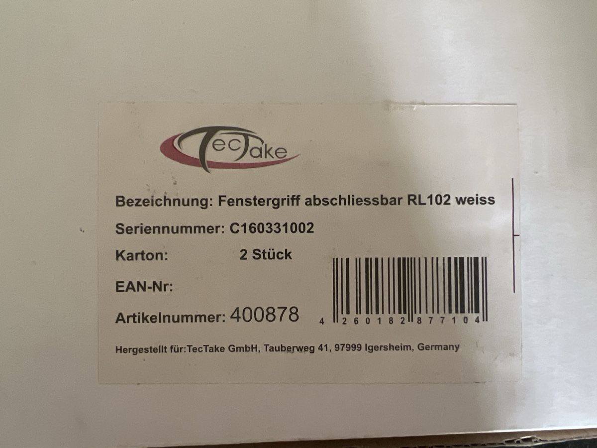 Finestre: 10x abschliessbare Fenstergriffe TecTake RL102 weiss  – Usato da Basel venduto da Isi_takes_it_easy
