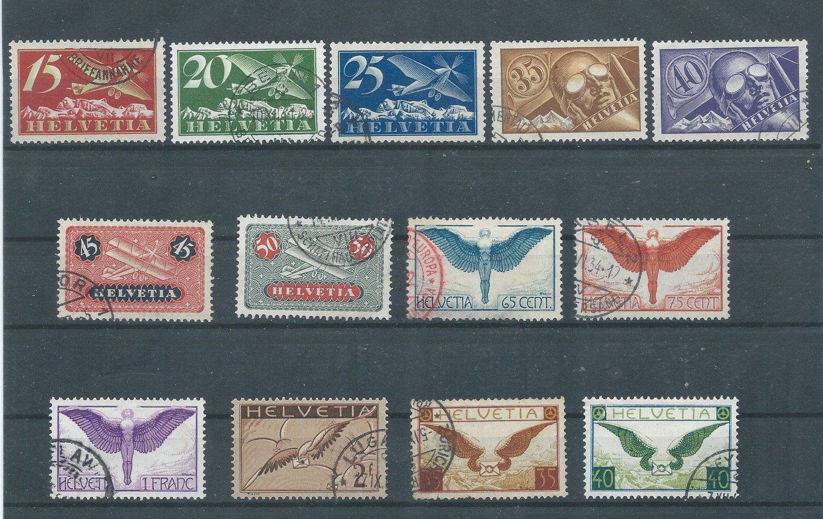 Alle Briefmarken: CH Flugpost ZNr. 3-15 sauber gestempelt – Gebraucht aus Mönchaltorf von Bantu7