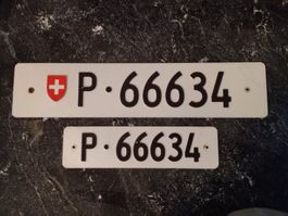 2x Nummernschild PTT Post ausrangiert 66634