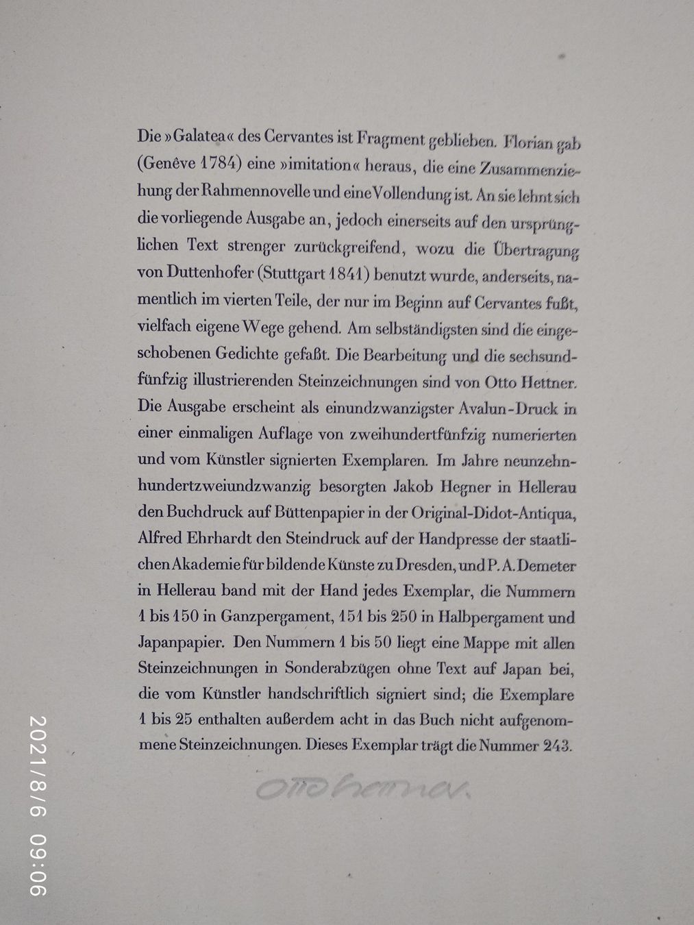 Foto & Immagini: OTTO HETTNER - CERVANTES - GALATEA 1922 – Usato da Goldach venduto da Gaip 6