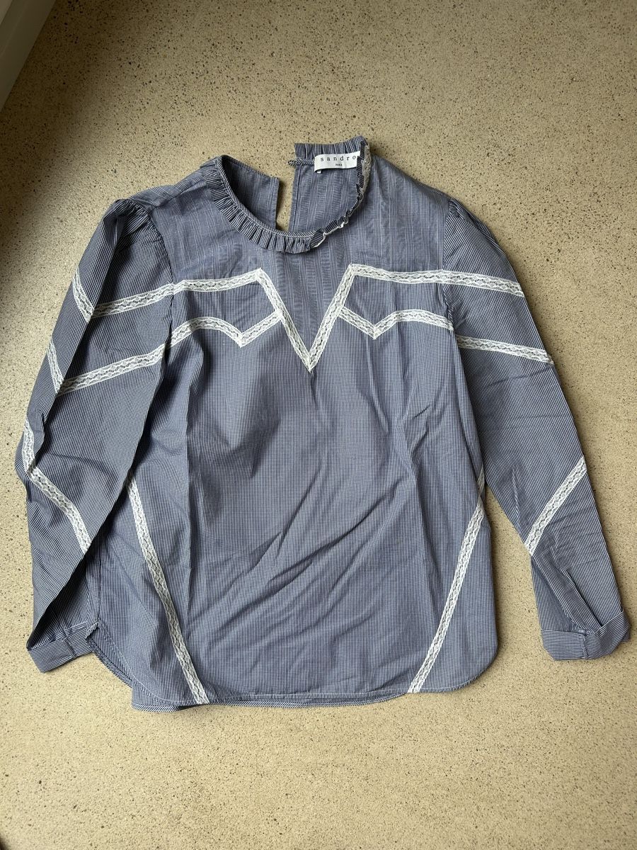 Sandro Camicette: Sandro Paris Bluse, Gr. 1, Hellblau – Usato da Zürich venduto da aglier