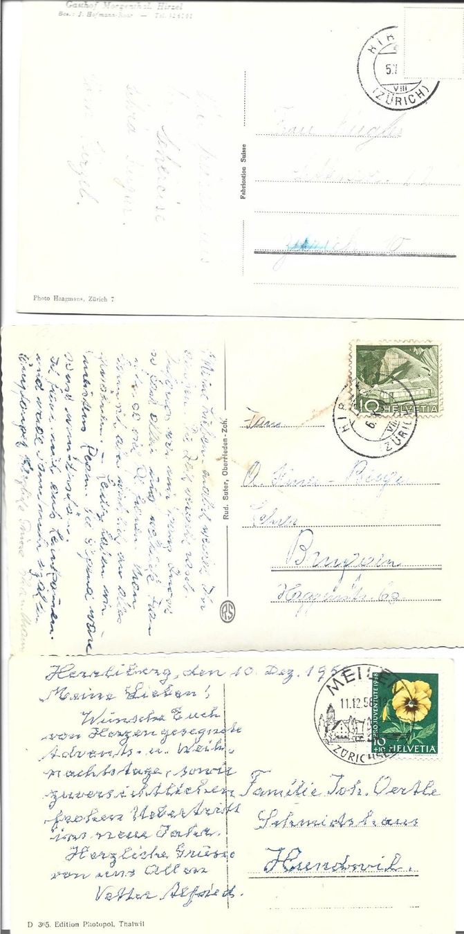 Cartoline postali: AK Hirzel  ZH  3x – Usato da Appenzell venduto da mai25 1