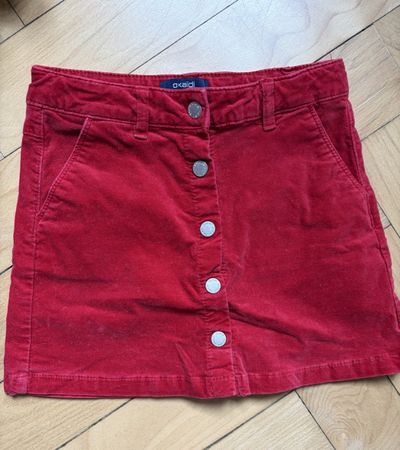 Jupe velours rouge Okaidi, taille 116
