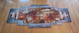Wandbild Welt , 6-teilig